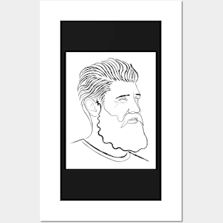 Bearded Man Line Portrait Posters and Art